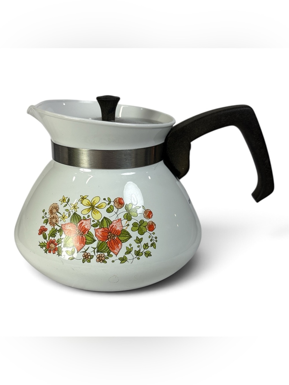 Vintage Corning Ware Indian Summer 6 Cup Coffee Tea Pot P-104 Teapot Lid Floral